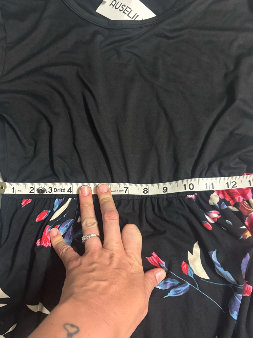 Black Floral Maxi Dress with Pink Rose Print - Picture 3 of 5